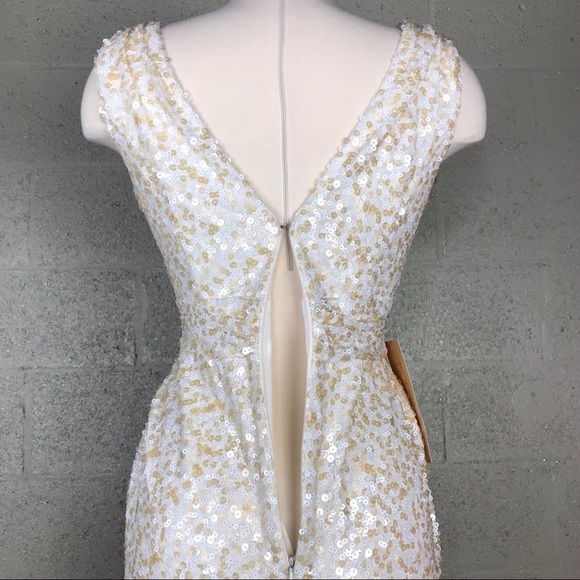 BHLDN Ivory Badgley Mischka Glitz Sequin Wedding Gown Size 0 Sleeveless Lined - Picture 11 of 14